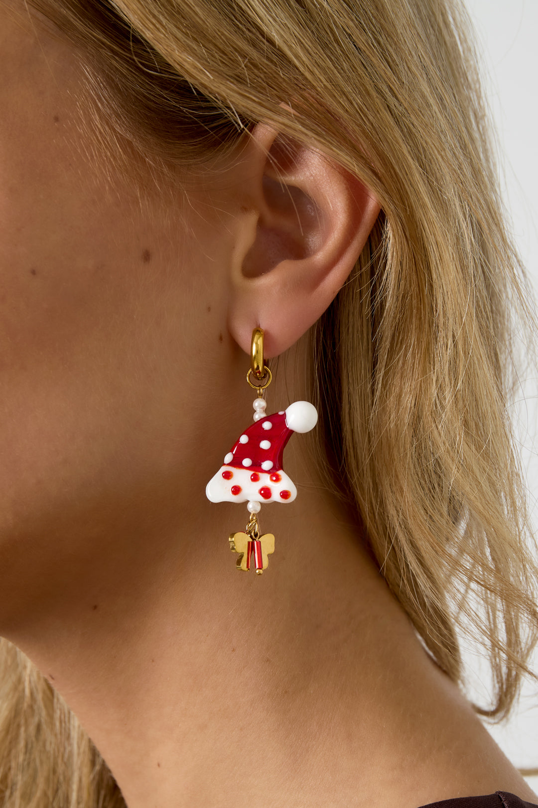 Oorbellen van roestvrij staal, cartoon, casual, kerst, eenvoudige serie, damessieraden