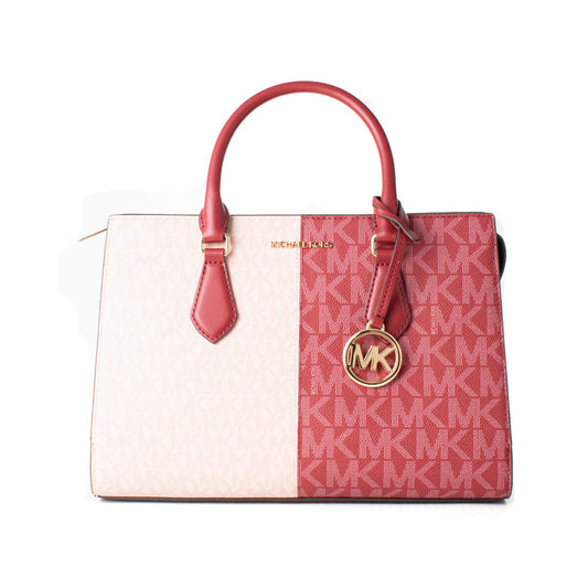 Michael Kors Sheila handtas – rood/wit canvas met leren details