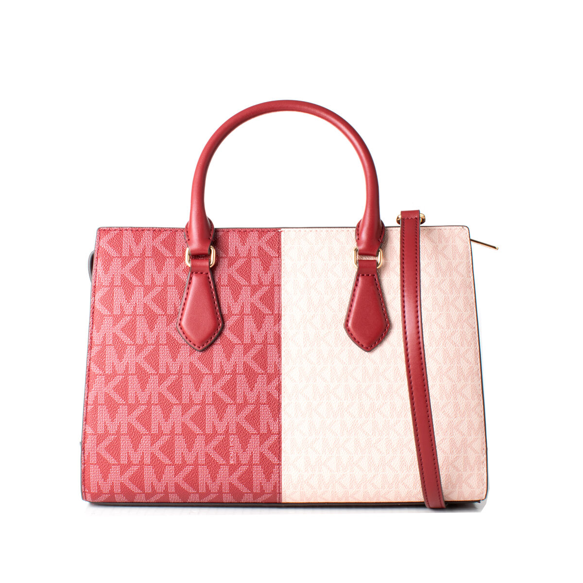 Michael Kors Sheila handtas – rood/wit canvas met leren details