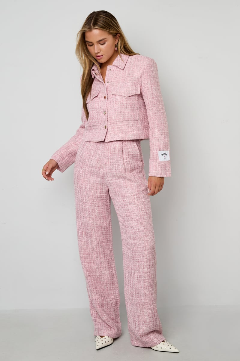 Polyestervezel (polyester) Rechte broek Geruit Elegante herfst/winterkleding