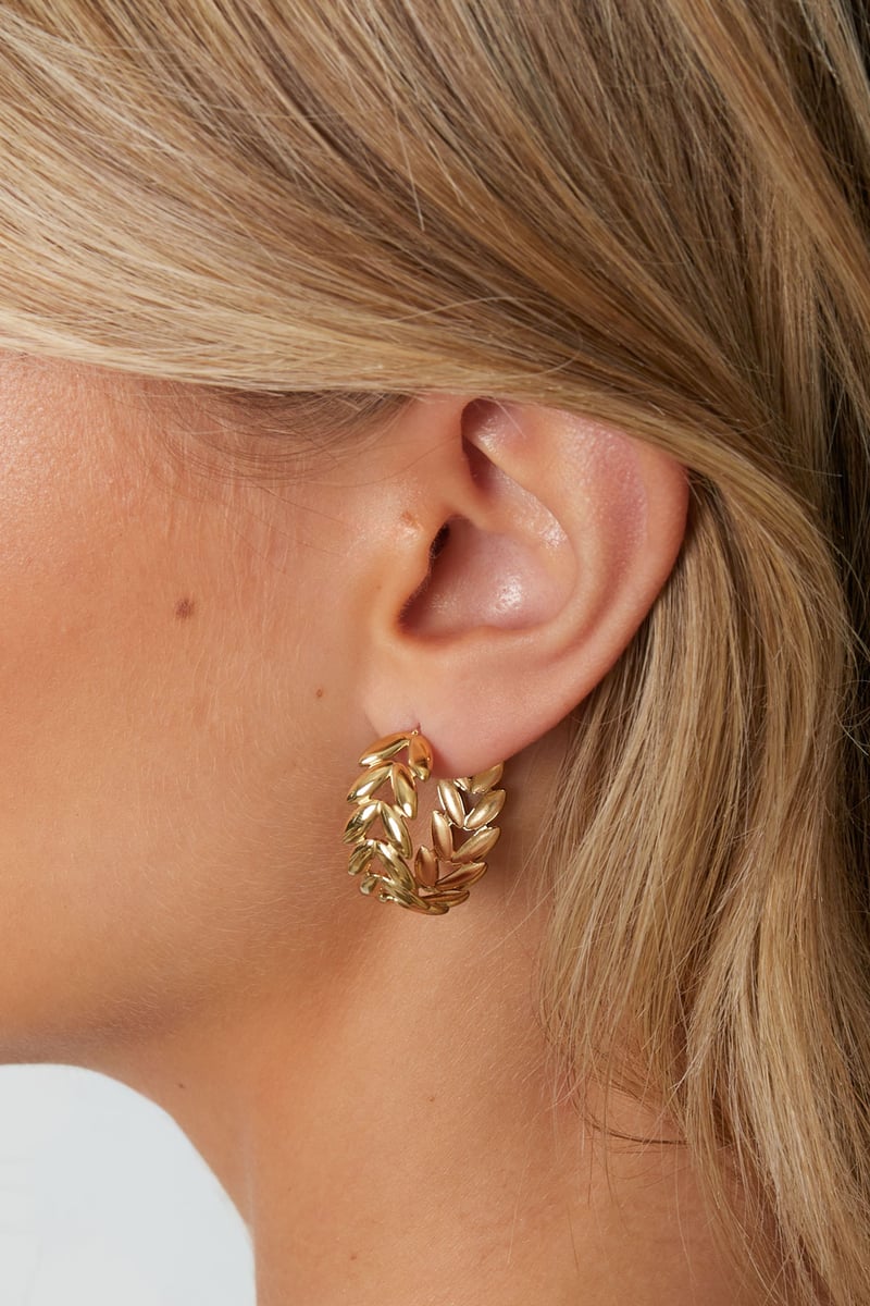 Oorbellen van roestvrij staal met blad, casual, dagelijks, eenvoudig, serie, damessieraden