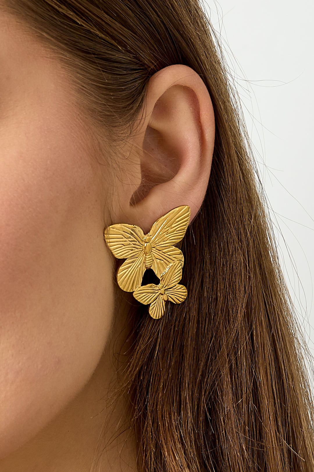 Roestvrijstalen oorbellen met vlinderdesign, casual, alledaags en eenvoudig, dames sieraden