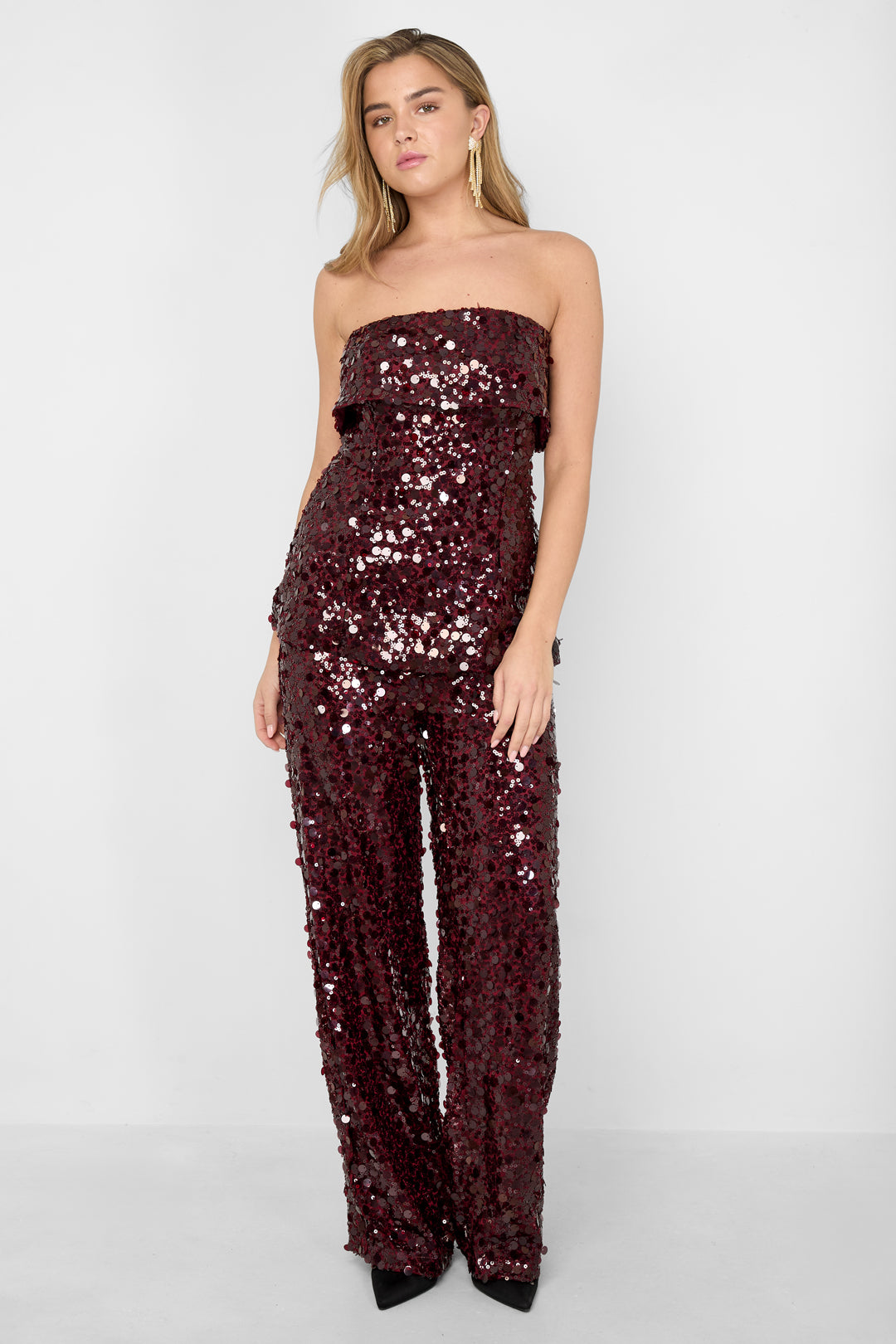 Polyestervezel (polyester) Mouwloze tops Pailletten Elegante kleding met een goede pasvorm