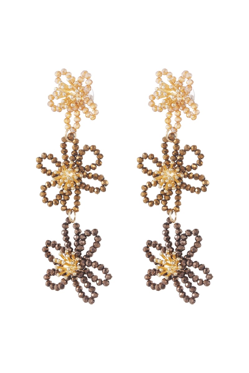 Flower party statement oorbellen - oranje/paars