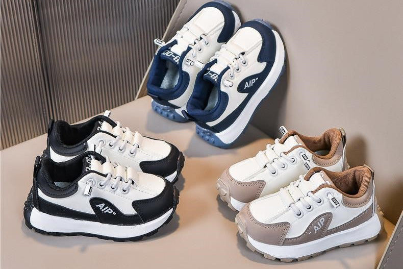 Sportieve leren kinderschoenen met antislip zool