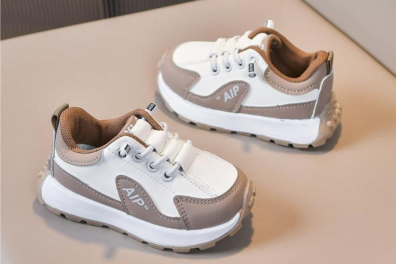 Sportieve leren kinderschoenen met antislip zool